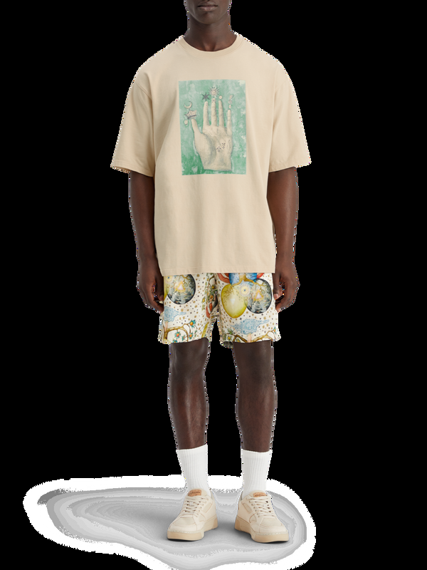 maison scotch Losvallend T-shirt met artwork van de ambassade van de vrije geest