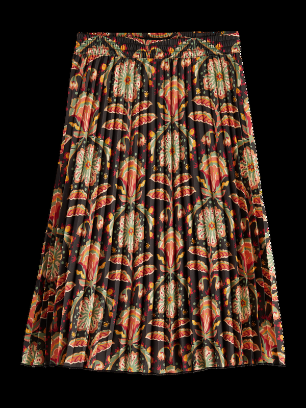 maison scotch ALLOVER PRINTED PLEATED MIDI SKIRT