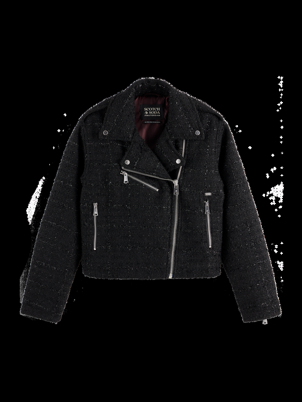 maison scotch BOUCLE TWEED BIKER JACKET