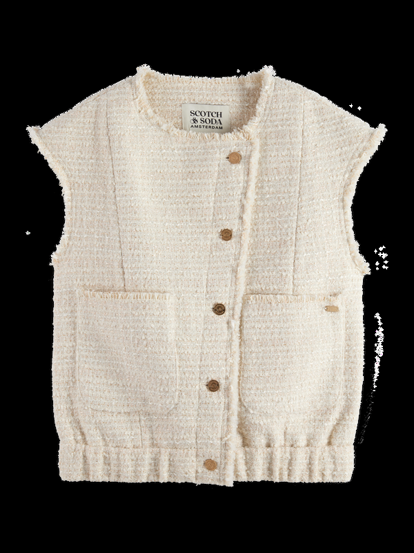Maison Scotch BOUCLE TWEED COLLARLESS GILET