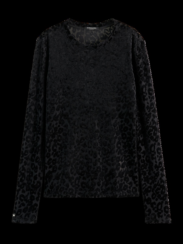 Maison Scotch Burn-out T-shirt Met Lange Mouwen