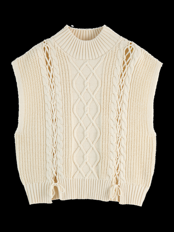 maison scotch CABLE STITCH FUNNEL NECK SPENCER