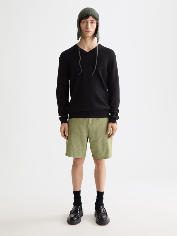 maison scotch cotton linen v-neck knit