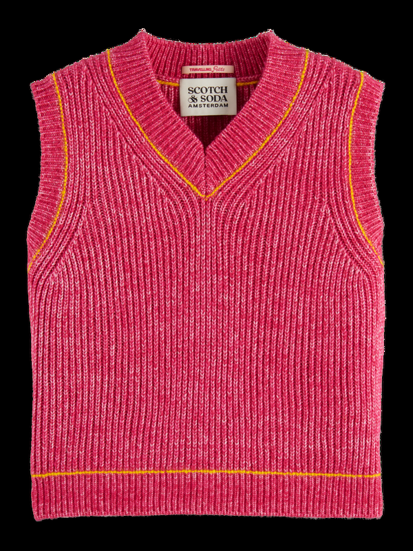 maison scotch COTTON TRIPLE YARN V-NECK VEST