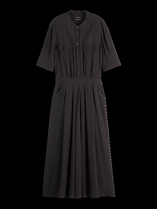 Maison Scotch CREPE MIDI DRESS WITH CHEST POCKETS