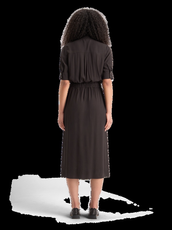 maison scotch CREPE MIDI DRESS WITH CHEST POCKETS