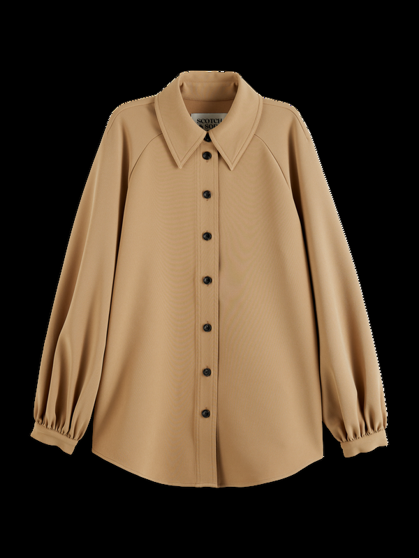 maison scotch CREPE PEASANT SLEEVE OVERSHIRT