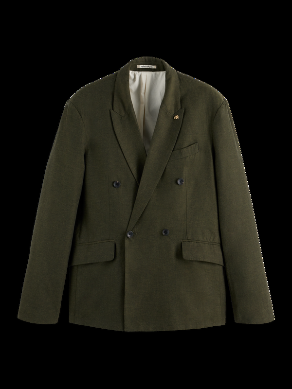 Maison Scotch Double-Breasted Linen-Blend Blazer