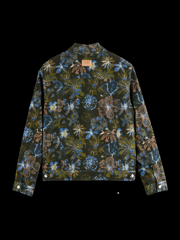 Maison Scotch Fluwelen Truckerjack Met Print