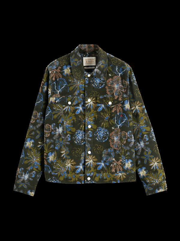 maison scotch Fluwelen truckerjack met print