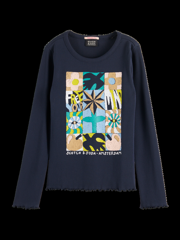 maison scotch FREE MIND LONG SLEEVE RIB T-SHIRT