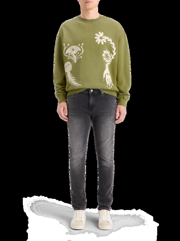 maison scotch GARMENT DYED ARTWORK SWEATSHIRT