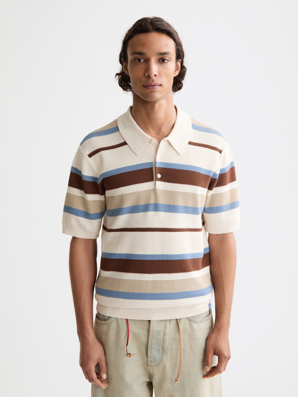 maison scotch knitted striped polo