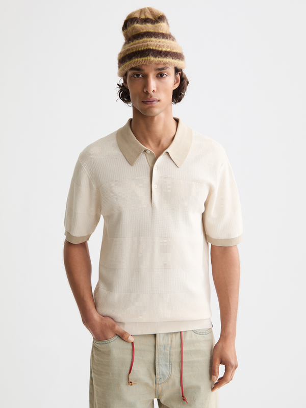 maison scotch Knitted striped polo