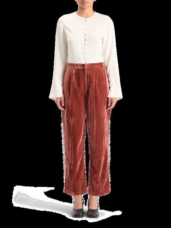 maison scotch LACE TRIMMED VELVET PANT