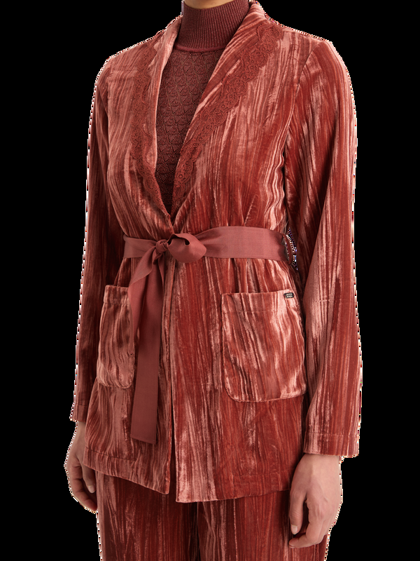 Maison Scotch LACE TRIMMED VELVET PYJAMA BLAZER
