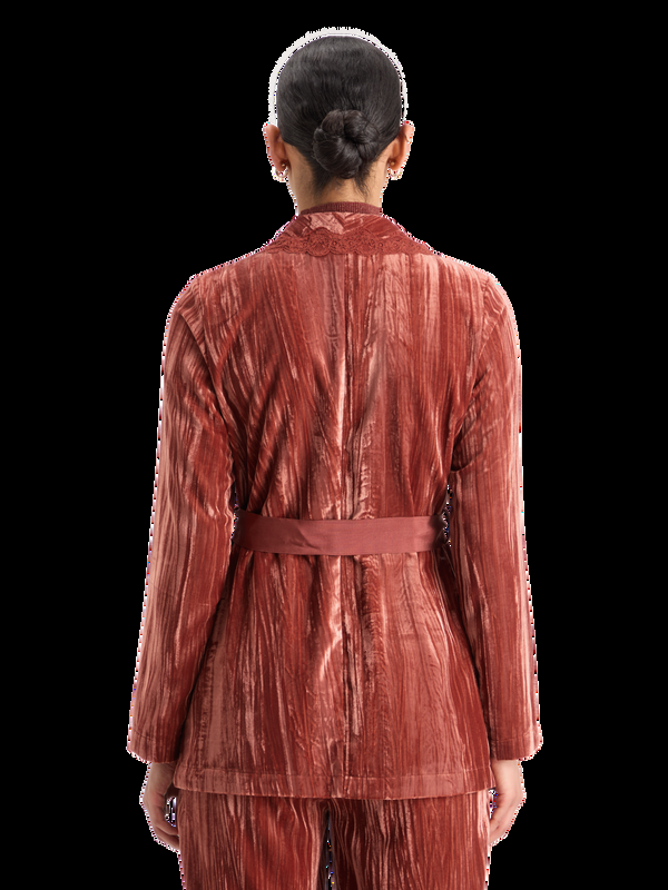 Maison Scotch LACE TRIMMED VELVET PYJAMA BLAZER