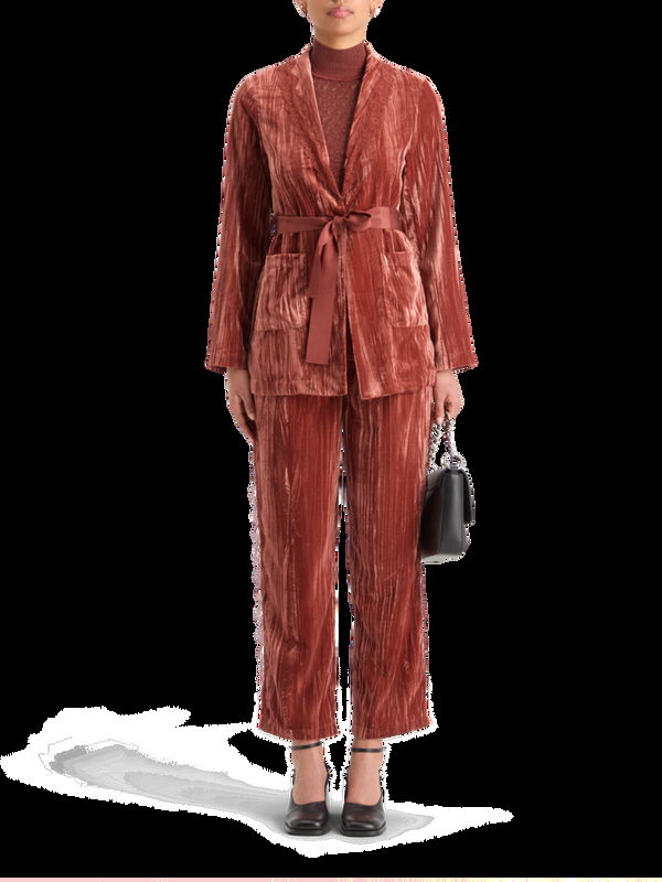 maison scotch LACE TRIMMED VELVET PYJAMA BLAZER