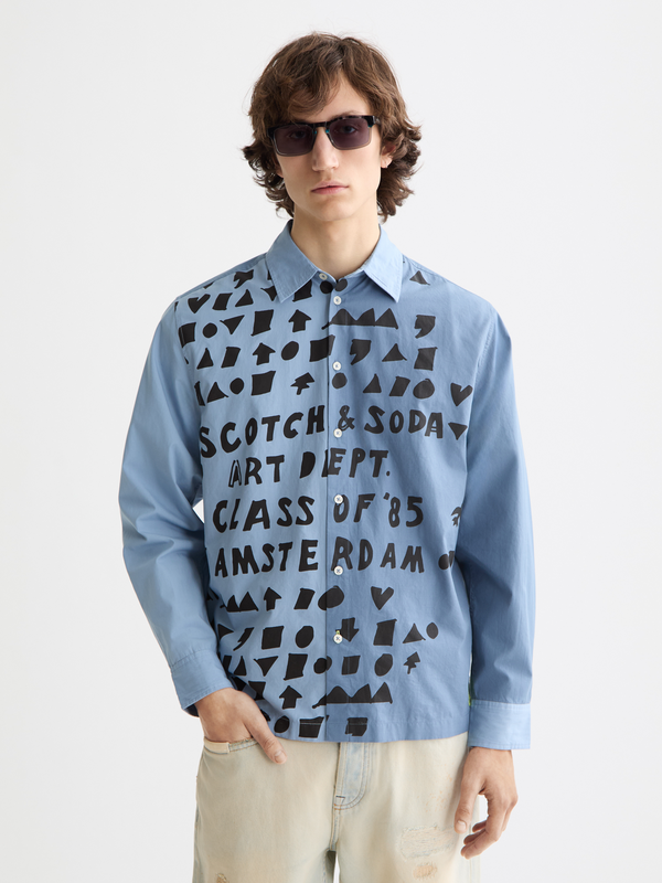 maison scotch letters poplin shirt