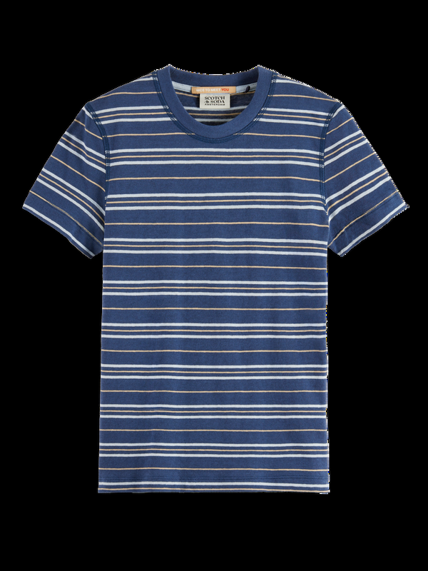 maison scotch Linen Blend Striped T-Shirt