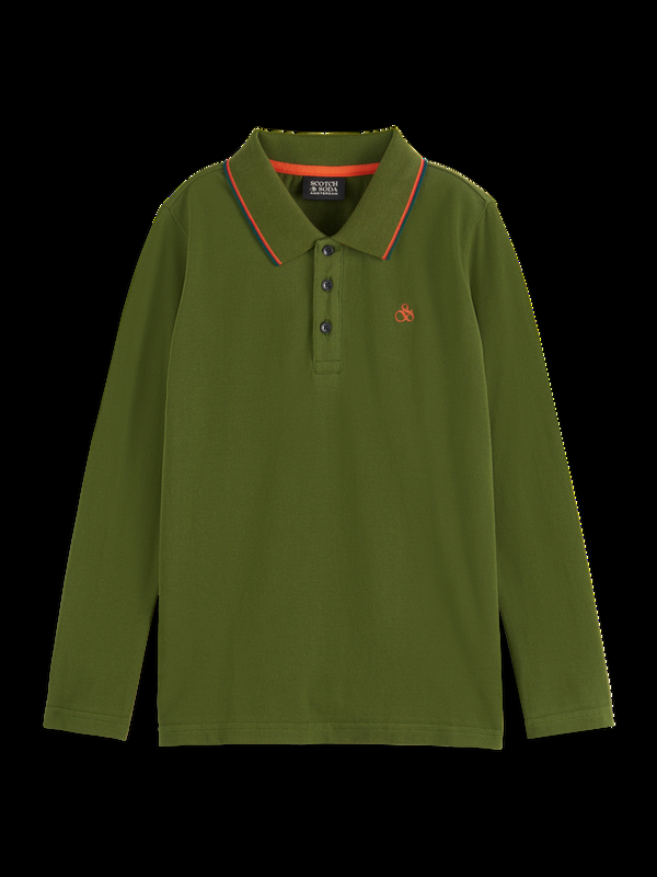 Maison Scotch LONG-SLEEVED POLO WITH TIPPING