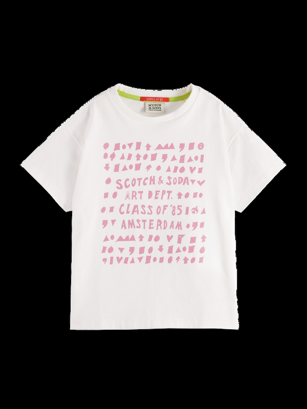 maison scotch Loose-fit cropped artwork t-shirt