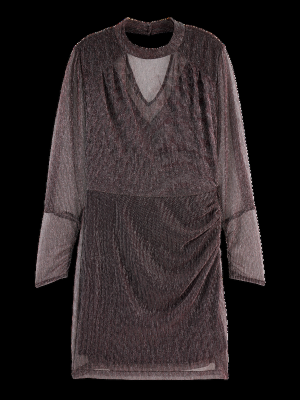 maison scotch LUREX HIGH NECK MINI DRESS