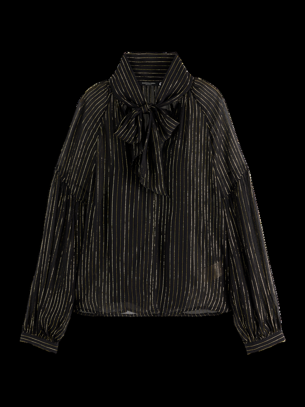 Maison Scotch LUREX TOP WITH BOW NECK