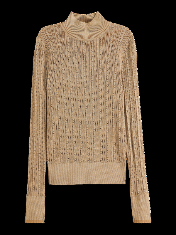 Maison Scotch METALLIC POINTELLE FITTED PULLOVER
