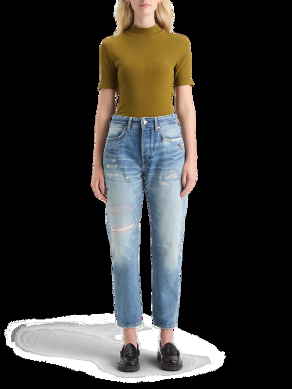 maison scotch MOCK NECK RIB T-SHIRT