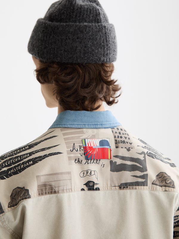 Maison Scotch Printed Block Worker Jacket