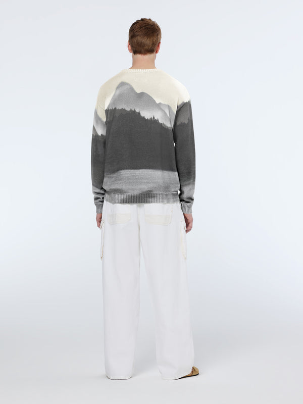Maison Scotch Printed Dropped Shoulder Crewneck