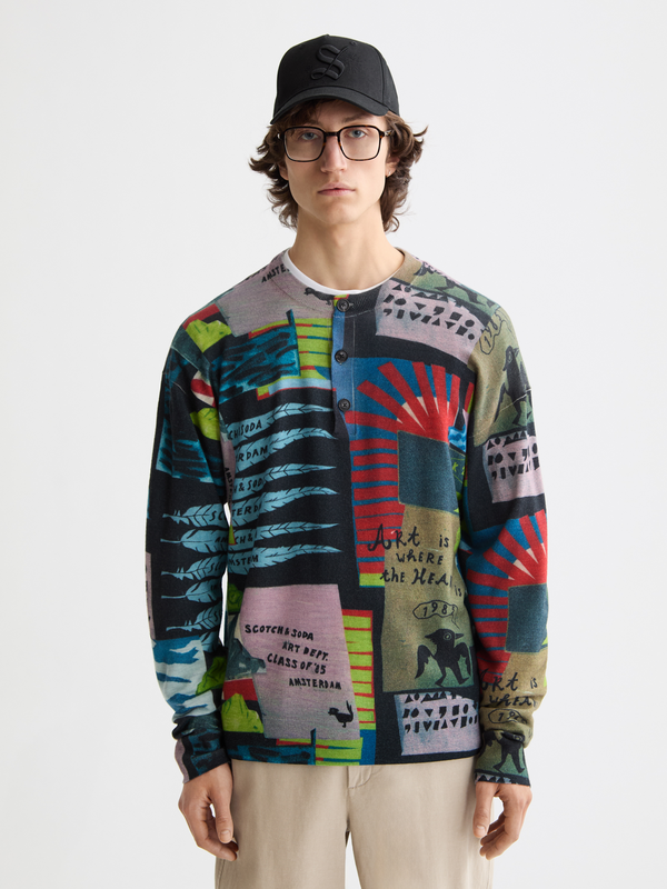 maison scotch printed henley