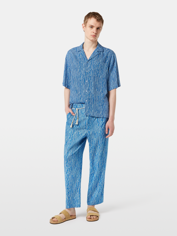 maison scotch Printed linen-blend jogger