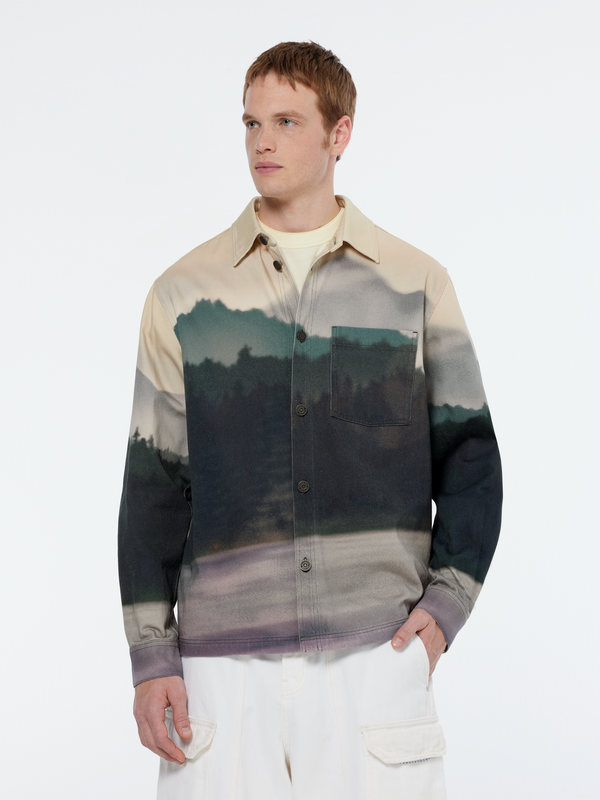 maison scotch printed twill overshirt