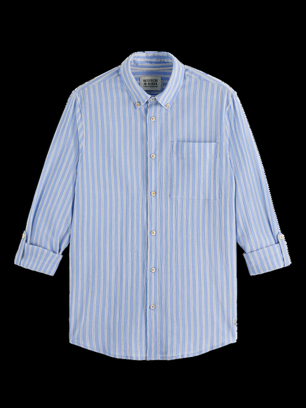 Maison Scotch Regular Fit Crinkle Striped Shirt