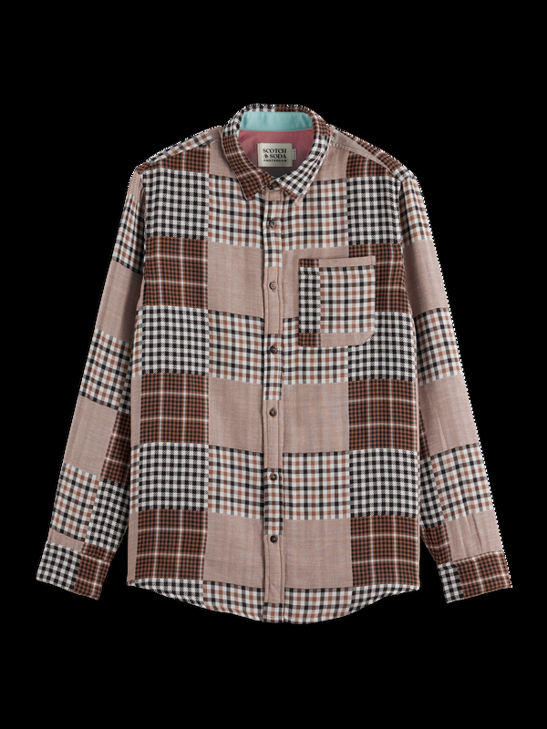 maison scotch REGULAR FIT PATCHWORK FLANNEL SHIRT