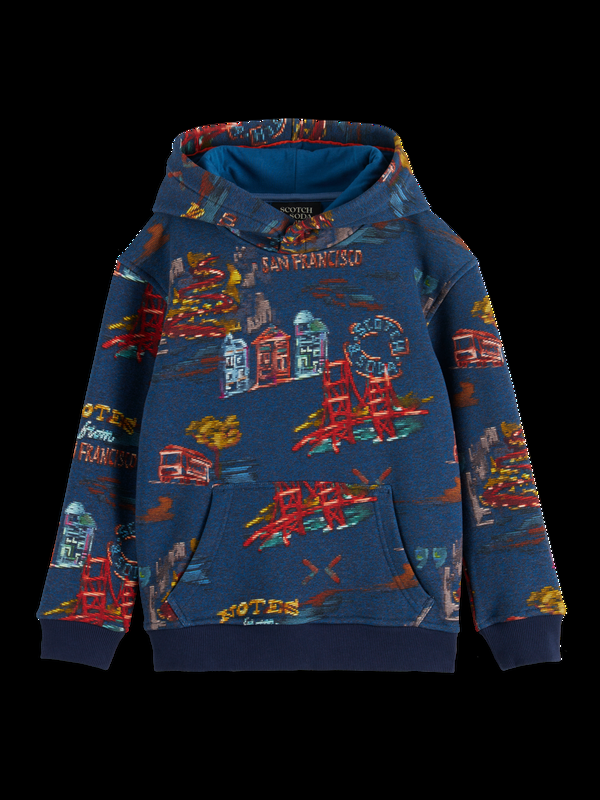 maison scotch RELAXED-FIT ALLOVER PRINTED HOODIE