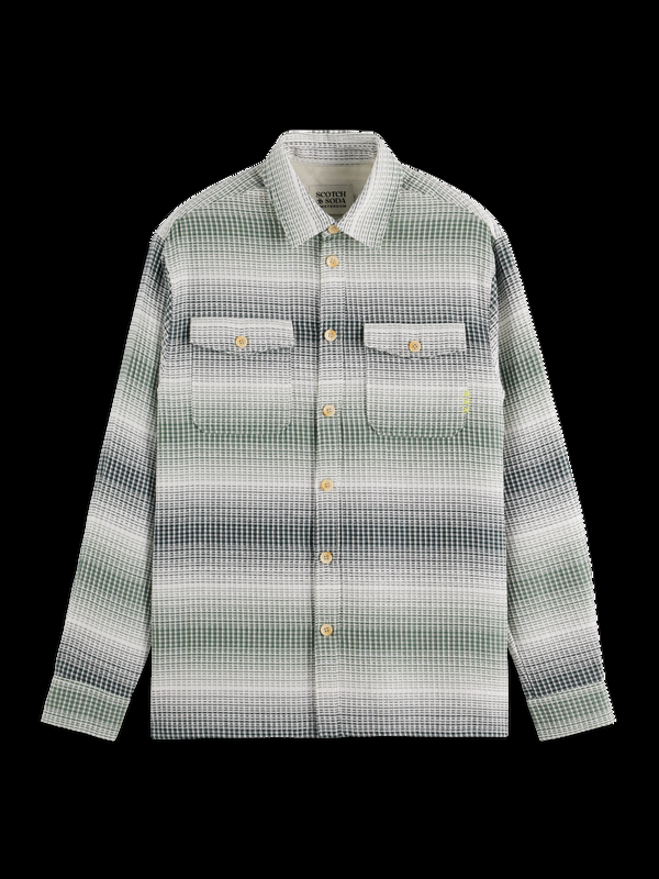 Maison Scotch Relaxed Fit Stripe Waffle Shirt