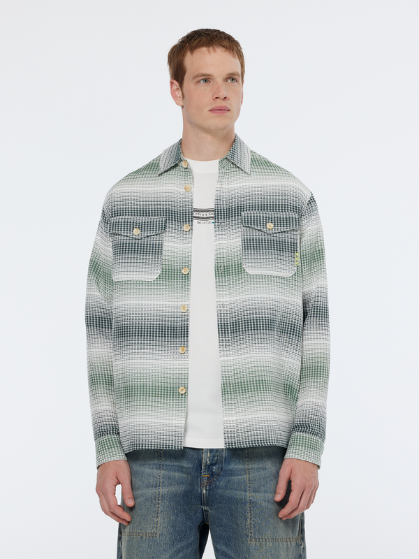 maison scotch Relaxed fit stripe waffle shirt