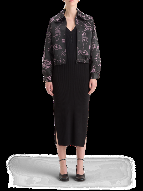 maison scotch RIBBED KNITTED MIDI DRESS