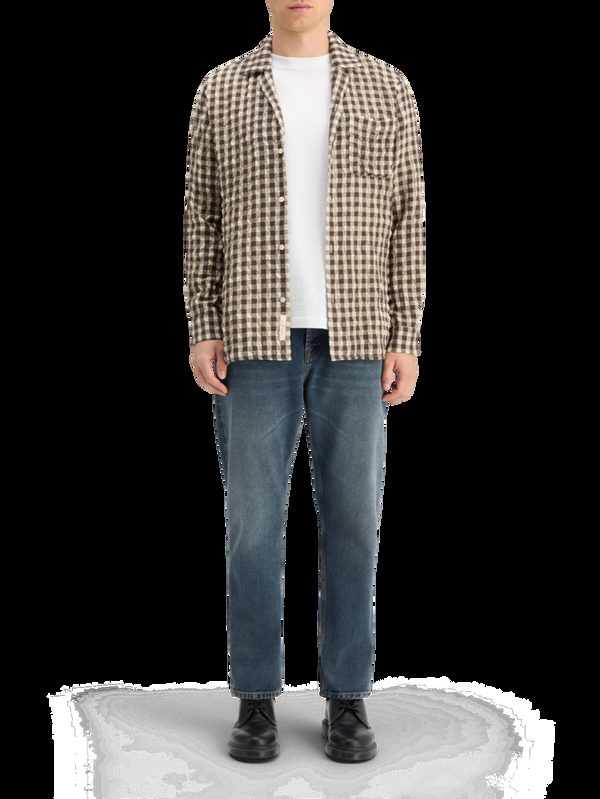 maison scotch SEERSUCKER WOOL BLEND CHECK SHIRT
