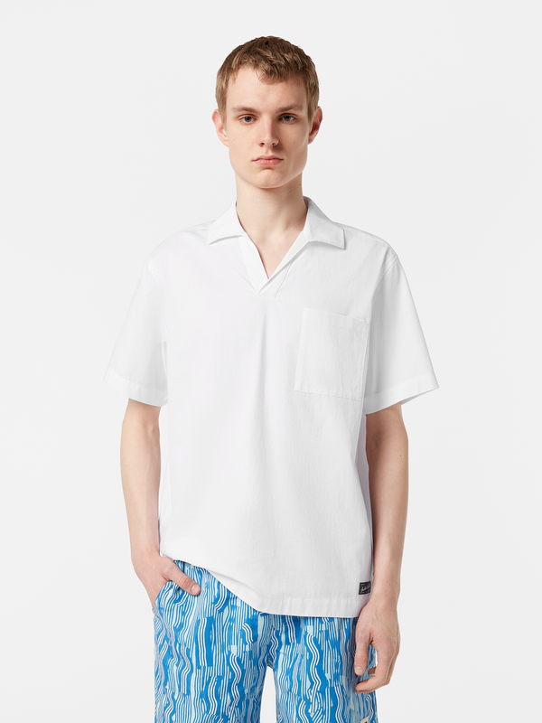 maison scotch Short-sleeved linen blend shirt