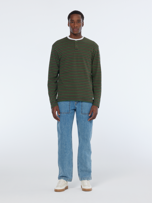 Maison Scotch Stripe Textured Long Sleeve T-shirt