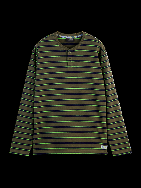 Maison Scotch Stripe Textured Long Sleeve T-shirt