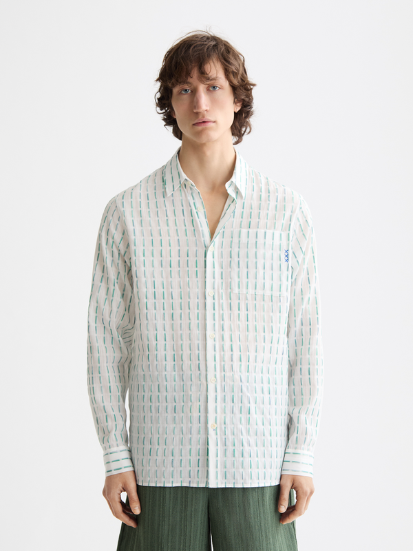 maison scotch Striped cotton-voile shirt