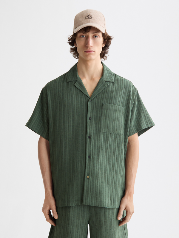 maison scotch striped short-sleeved shirt