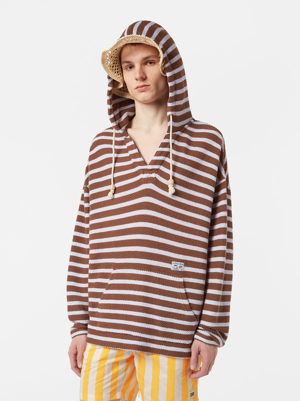maison scotch striped terry hoodie