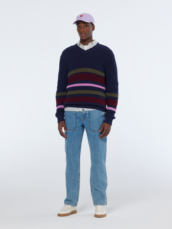 Maison Scotch Striped V-neck Pullover