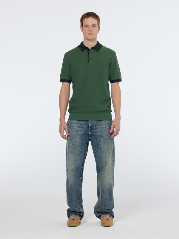 Maison Scotch Structured Knitted Solid Polo
